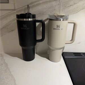 TWO Used Stanley 40oz Tumblers in Black and Cream
